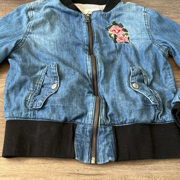 Hudson Girl’s Blue Lined Sift Jean Zip Up Embroidered Jacket Size‎ L - Picture 5 of 15